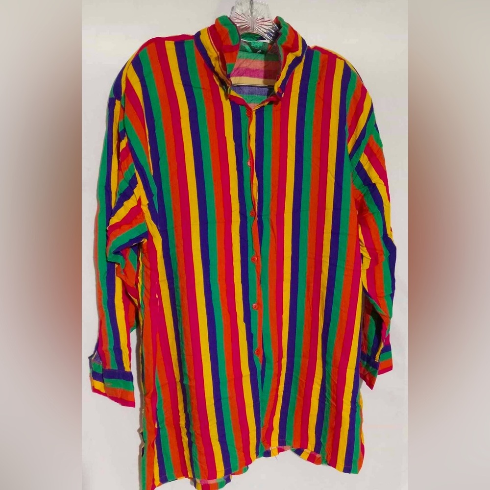 Vintage Striped Button Down Blouse